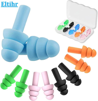 Eltihr 5 Pairs Sleep Earplugs,Silicone Ear Plugs for Sleeping Noise Cancelling,Reusable Ear Plug(Multicolor)