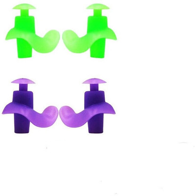 Silicon Earplugs Silicon earplug LR 2 Pair For swimming,bathing,watersports,skuba diving Ear Plug(Green, Purple)