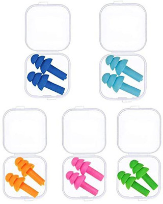 earplugs 5 Pair Tree Shape SIlicone earplug for sleeping,meditation,swimming,studying Ear Plug(Multicolor)