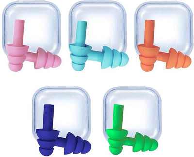amsinmonitor Earplugs for Sleeping Noise Cancelling, Reusable Ear Plugs Soft Silicone Pair-5 Ear Plug & Nose Clip(Multicolor)