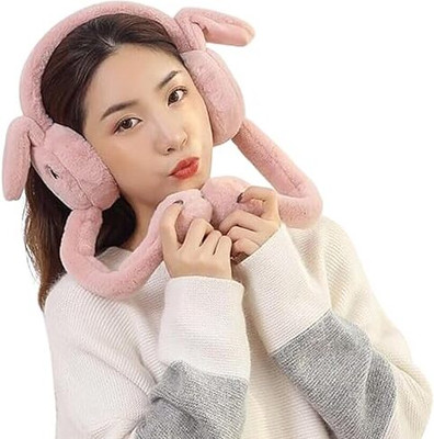 Vastralaya Winter Fur Dark Pink Earmuff Pump Plush Ear Warmer (Ear Moving) Ear Muff(Pack of 1)