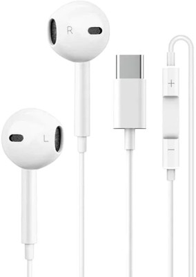 MIFKRT Compatible for USB C Headphone Type-C earphone wired with Microphone Wired(White, In the Ear)