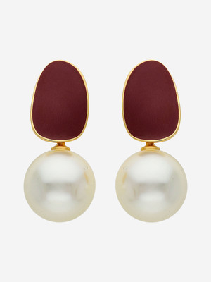 Kushal's Fashion Jewellery Ruby Gold-plated Party Zircon Trendy Drop Earrings Zircon Copper Drops & Danglers