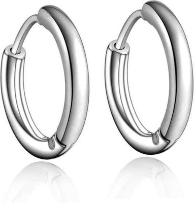 KRYSTALZ 2 PIECES SILVER CARTILAGE HELIX STAINLESS STEEL HOOP EARRINGS FOR MENS & WOMENS Metal Hoop Earring, Stud Earring
