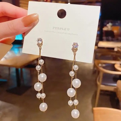 Onuyx Onuyx Korean Earrings For Women & Girls /Long Pearl Stud Earrings Pearl Alloy Drops & Danglers