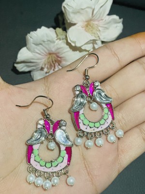 mk creation Meenakari Peacock Design Earring Brass Jhumki Earring