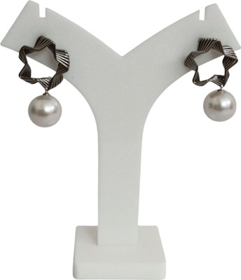ONLINE_ESHOP Elegant Pearl Drop Spiral Design Black Metal Finish Fashion Jewellery for Women Alloy Drops & Danglers