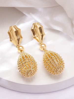 Rubans Voguish Golden Cascade Gold Plated Drop Earrings Brass Drops & Danglers