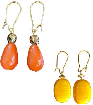 ESTAVITO Handmade Designer Earrings (2 Pairs) jewellery Glass Bead stone Lightweight Brass Drops & Danglers