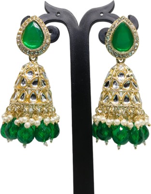 AdiyaJewls monarch stone studded jhumka Alloy Jhumki Earring