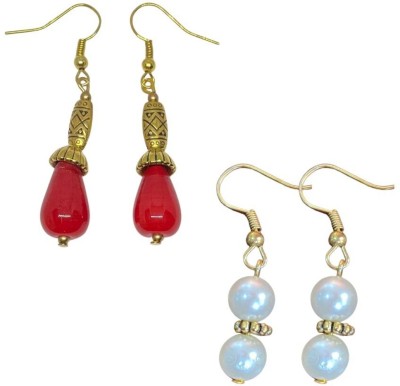 ESTAVITO Handmade Designer Earrings (2 Pairs) jewellery Glass Bead stone Lightweight Brass Drops & Danglers
