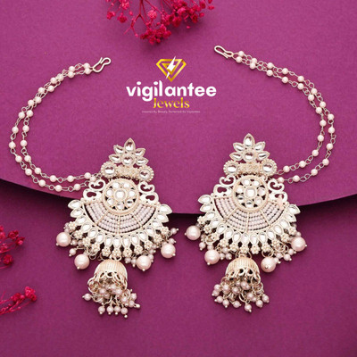 Vigilantee Jewels Modern Kundan Earrings Traditional SilverPlated jumka Earrings Combo Beads, Pearl, Cubic Zirconia, White Zircon, Ruby, Topaz Alloy Earring Set, Chandbali Earring, Jhumki Earring, Drops & Danglers, Plug Earring