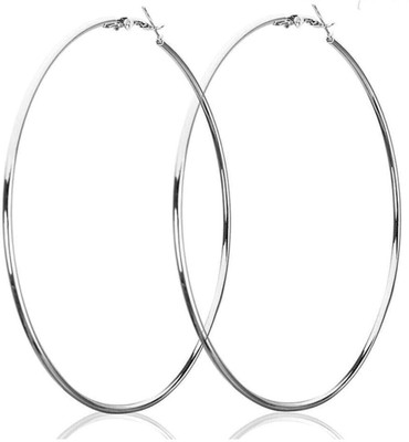 RaHee Latest Trendy Silver-Plated Circular Sterling Silver Hoop Earring