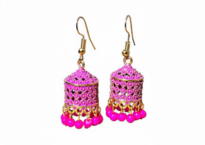 ARearring Traditional Pink & Gold Plated Jhumka Earrings for Women & Girls Beads Alloy, Brass Drops & Danglers