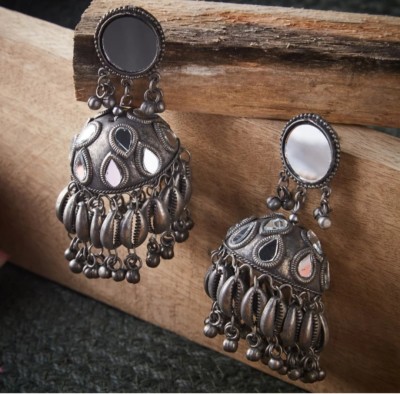 ishaanvi fashion ishaanvi fashion long black jhumki earrings German Silver Jhumki Earring