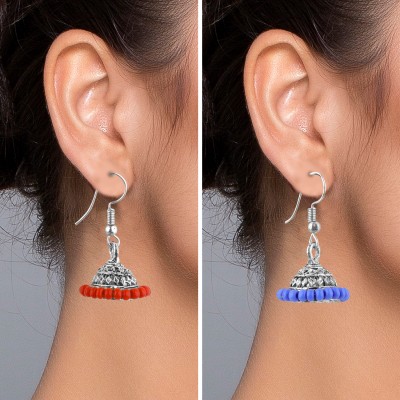 SILVER SHINE Silver Plated Traditional Jumkhi Multi Color Earring For Girls Women Alloy Jhumki Earring