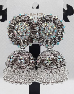 MAYTAG Antique Oxidised Earrings Jhumka For Women And Girls Cubic Zirconia, Quartz, Beads Alloy Jhumki Earring, Earring Set