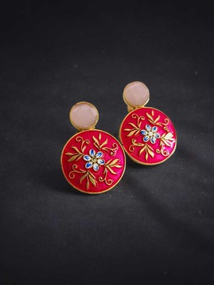 Sarichka Gold Plated Enamel (Meenakari) Partywear Stud Earrings Brass Stud Earring