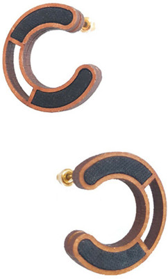 Whe Black Compassion Upcycled Fabric and Repurposed Wood Earring Wood Ear Thread