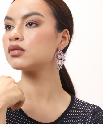 SOHI sohi pink crystals statement drop earrings Alloy Drops & Danglers