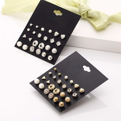 Thrillz Gold Silver Earrings Designer Stud Earrings For Women Girls Combo of 24 Earrings Pearl Alloy Earring Set