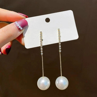 MAHADEV CREATION Pearl Tassel Korean Earrings Crystal Alloy Stud Earring