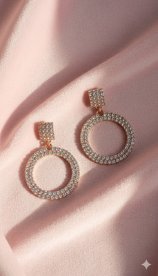 kssc Rose Gold Crystal Halo Drop Earrings Crystal Alloy Drops & Danglers