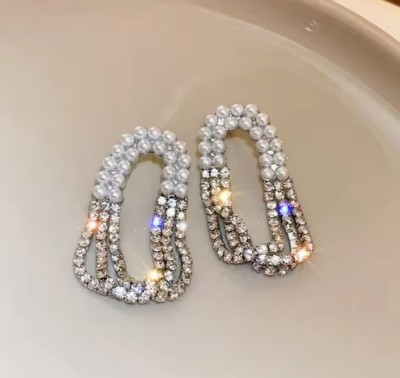 AKISON JEWELS Earrings For Women Girls Korean Earrings Jewelry Trendy Long Earring Pearl, Cubic Zirconia, Diamond, Crystal Alloy Drops & Danglers