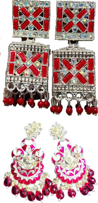 Hernger traders Earring-Box-1_02 & Meenakari_earring_P_04 Cubic Zirconia Alloy Earring Set