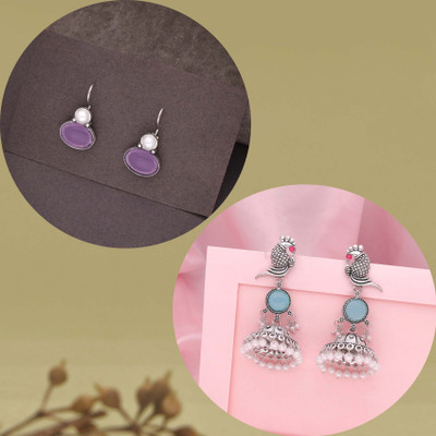 brado jewellery Silver Earring for Women & Girls Beads Brass Drops & Danglers, Stud Earring