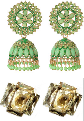 Hana creations Silver Plated Oxidised Traditional Jhumka/ Jhumki Earrings for Women and Girls Alloy, Brass Earring Set