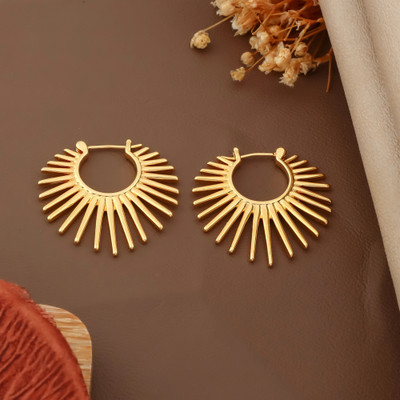 queralt Huggie Hoop Earring with a Sunburst or Spike design Brass Huggie Earring