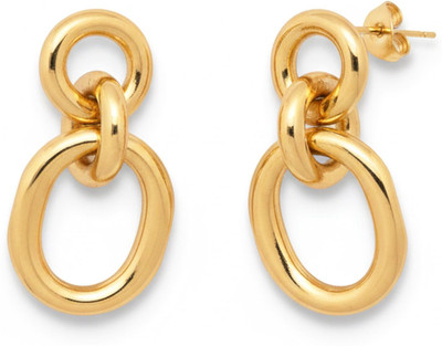 KAYYA21 KAYYA21 Interlocking Oval Hoop Dangle Earrings | Stainless Steel Gold Finish Stainless Steel Hoop Earring