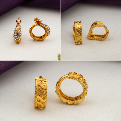 Weroxa Combo of 3 Brass Huggie Earring