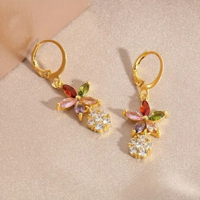 GlowNest AD multiple colors ER 1-55 Diamond Brass Huggie Earring
