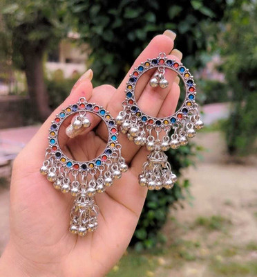 SHYAM Ethnic Oxidised Multicolour Jhumki Earrings For Girls Or Women Alloy Jhumki Earring
