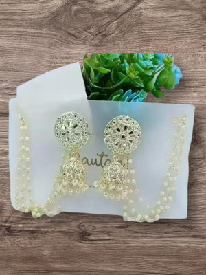 Rai Pearl Bahubali Jhumki/Jhumka Earrings For Girls and Cubic Zirconia Diamond Alloy Earring Set