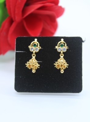 Tf covering jewels TF IMPON 3STONE JIMIKI 1702A (green white) Cubic Zirconia Brass Jhumki Earring