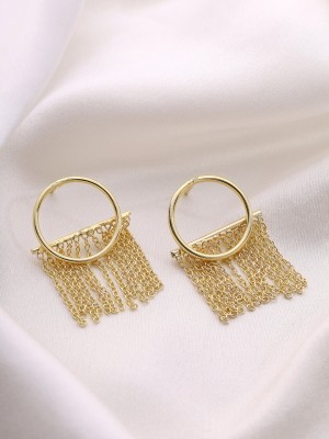 Priyaasi Gold Plated Chain Tassels Earrings Brass Stud Earring