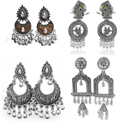 Jhumka Street Dual Tone jhumka Earrings for girls and Women stylish Pack of 4 Alloy Jhumki Earring