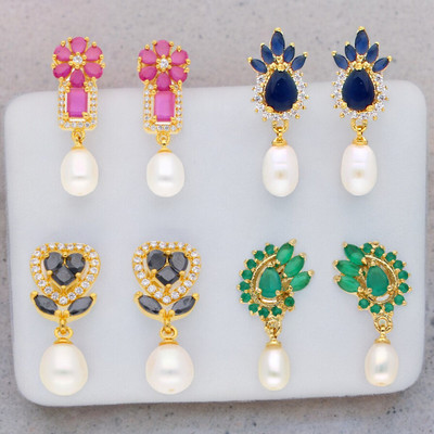 Sri Jagdamba Pearls Enchanting Combo of 4 Pair Earrings Pearl Alloy Stud Earring