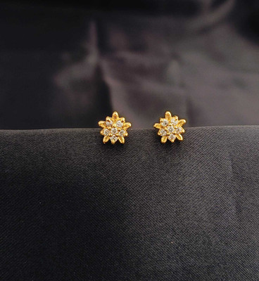Kowsalya Gold Covering WOMEN STUD Diamond Brass Stud Earring