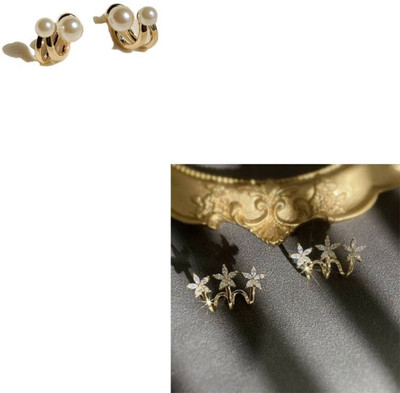 Celestria Exotique Korean Double Sided Pearl 2 in 1 Alloy Stud Earring, Stud Earring
