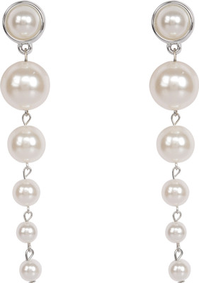 COSMO DUST JEWELLERY WITH DEVICE Silver Plated 1 Pair Pearl Acrylic Stud Earring