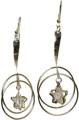 CRYSTALGLOW Gold Star Charm Hoop Dangle Earrings Metal Drops & Danglers