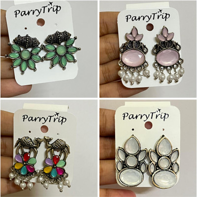 Mishti Jewels Oxidized earring combo German Silver Drops & Danglers