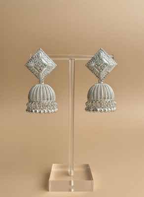 SHARANYA Oxidised Silver Diamond Top Dome Jhumka Earrings for Women & Girls Alloy Jhumki Earring