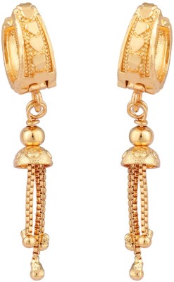 Jewels Capital Decent Look Gold Plated Tasselled Lightweight Hoop Earrings_JC Brass Hoop Earring