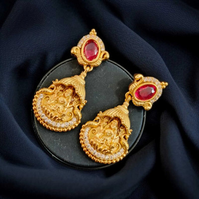 RUJVE JEWELLERY Lakshmi-Earring-e Cubic Zirconia Brass Earring Set