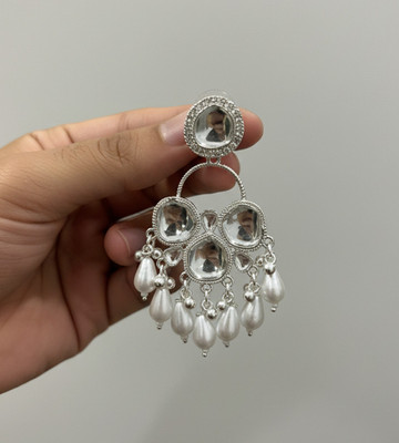 RHV Enterprises Crystal Cluster Drops & Earrings | Korean Earrings Crystal, Moonstone Glass, Alloy Drops & Danglers, Hoop Earring, Jhumki Earring, Stud Earring, Chandbali Earring